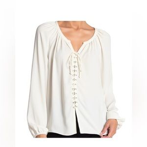 Ramy Brook Womens Kat Lace-Up Blouse |size L